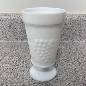 Anchor Hocking Milk Glass White Embossed Grape Vase